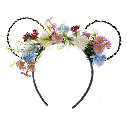 Süße Farbenfrohe Blumendekor Student Live Broadcast Hairband Cartoon Für Katzenform Ohren Stirnbänder Rave Hair Hoop von THINCAN