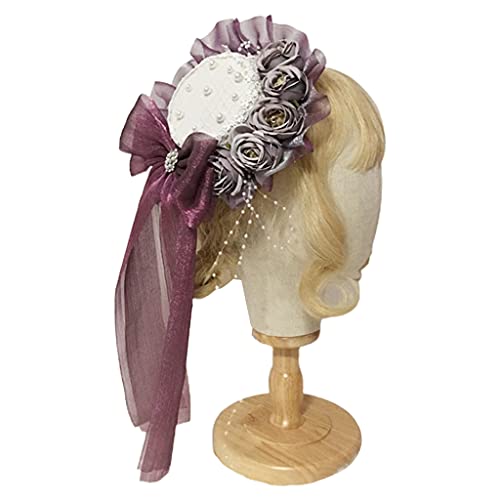 Sweet Pearl Perlen Spitzen Top Mit Rosenblumenband Bowknot Kopfschmuck Cosplay Haarzubehör von THINCAN