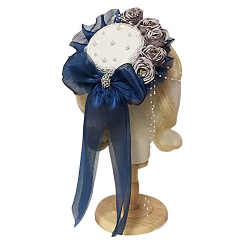 Sweet Pearl Perlen Spitzen Top Mit Rosenblumenband Bowknot Kopfschmuck Cosplay Haarzubehör von THINCAN