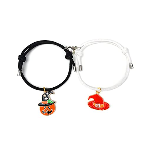 THINCAN 2pcs Halloween Liebe Paar Armband Magnete Um Freundinnen Handseile Schmuck Verstellbares Seilgeflecht Band Armband Matching Paar Armbänder Herz Fernstrecken Für Freund Und Freundin von THINCAN