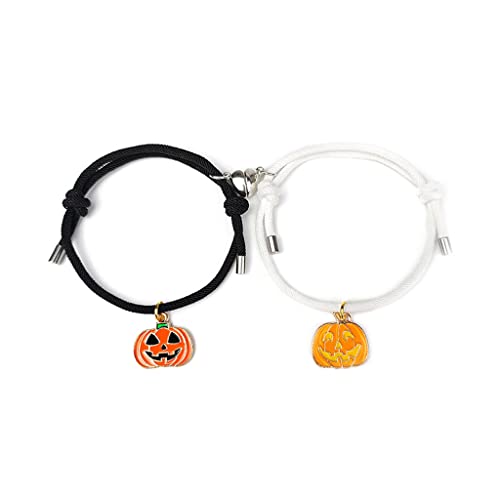 THINCAN 2pcs Halloween Liebe Paar Armband Magnete Um Freundinnen Handseile Schmuck Verstellbares Seilgeflecht Band Armband Matching Paar Armbänder Herz Fernstrecken Für Freund Und Freundin von THINCAN