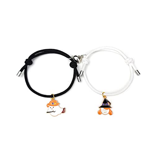 THINCAN 2pcs Halloween Liebe Paar Armband Magnete Um Freundinnen Handseile Schmuck Verstellbares Seilgeflecht Band Armband Matching Paar Armbänder Herz Fernstrecken Für Freund Und Freundin von THINCAN