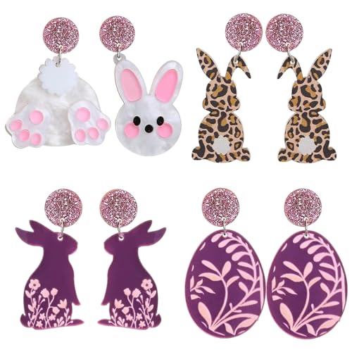 THINCAN 4 Paare Elegante Acryl Ohrring Inspiriert Muster Eardrops Kaninchen Und Eier Anhänger Ohrringe Frauen Schmuck THINCAN 4 Paare Elegante Acryl Ohrring Inspiriert Muster Eardrops Kaninchen Und Eier Anhänger Ohrringe Frauen Schmuck von THINCAN
