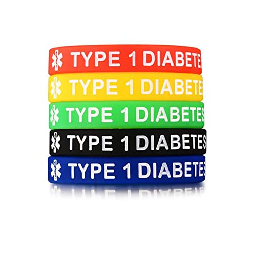 THINCAN 5pcs Silikon Medizinische Armband Typ 1/2 Diabetisches Notfallarmband Unisex Männer Frauen wasserdichte Gummibänder 7.5 von THINCAN