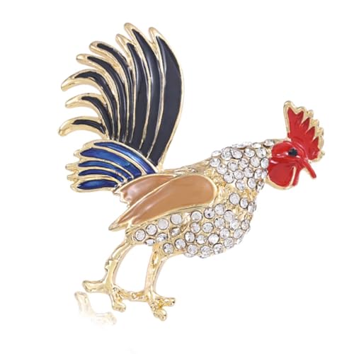 THINCAN Buntes Kristall Rooster Brosche Pin Multicolor Legierung Tierschmuck Für Männer Und Frauen Party Geburtstag Täglich Accessoire Metal Brosche von THINCAN