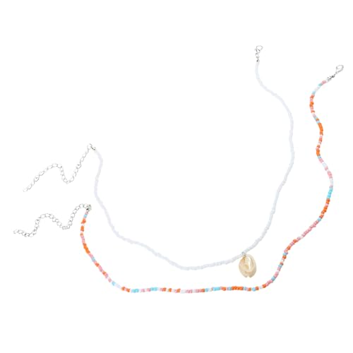 THINCAN Buntes Perlen Schale Anhänger Halskette Handgefertigtes Nackenschmuck Glas Textur Ideal Für Lässiges Und Festliches Event von THINCAN