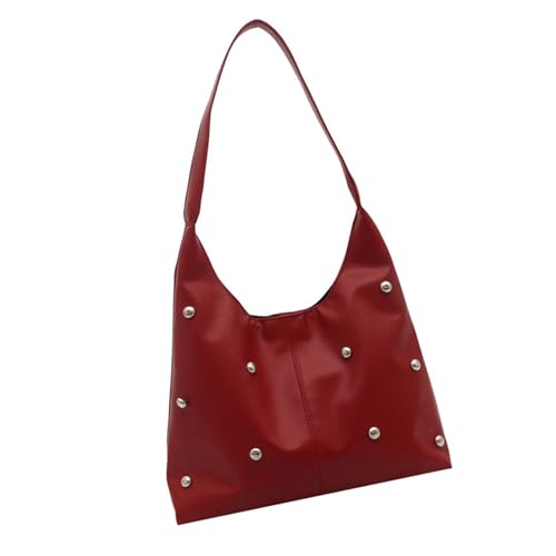 THINCAN Crescents Umhängetaschen Geldbörsen Frauen Punk Nieten Hoboes Bag Leder Clutches Tasche Toted Handtaschen Slouchy Toted Handtasche Achtselung Geldbörsen von THINCAN