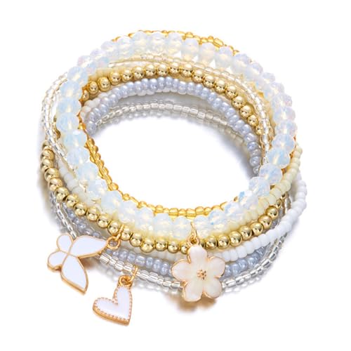 THINCAN Dehnbar Böhmische Perlen Perlenarmband Blumen Schmetterling Charme Verstellbarer Handgelenk Schmuck Elastic Stretch Perlen Armband THINCAN Dehnbar Böhmische Perlen Perlenarmband Blumen Schmetterling Charme Verstellbarer Handgelenk Schmuck Elastic Stretch Perlen Armband von THINCAN