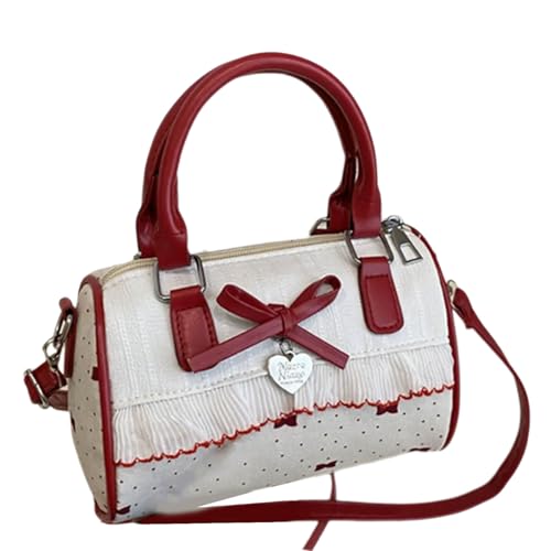 THINCAN Dot Bowknot Design Handtasche Verstellbares Schultergurt Leichte PU Crossbody Tasche Für Frauen Täglich Essentielles Kompaktes Tragbares Crossbody Geldbeutel von THINCAN