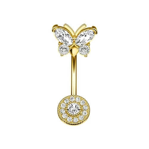 THINCAN Edelstahlbauchringe Schmetterlingsbrand Baumelner Zirkon Blütennabel Ringe Piercing Schmuck Für Frauen Schmetterlingsbauch Für Frauen Edelstahl THINCAN Edelstahlbauchringe Schmetterlingsbrand Baumelner Zirkon Blütennabel Ringe Piercing Schmuck Für Frauen Schmetterlingsbauch Für Frauen Edelstahl von THINCAN