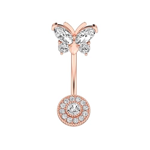 THINCAN Edelstahlbauchringe Schmetterlingsbrand Baumelner Zirkon Blütennabel Ringe Piercing Schmuck Für Frauen Schmetterlingsbauch Für Frauen Edelstahl THINCAN Edelstahlbauchringe Schmetterlingsbrand Baumelner Zirkon Blütennabel Ringe Piercing Schmuck Für Frauen Schmetterlingsbauch Für Frauen Edelstahl von THINCAN