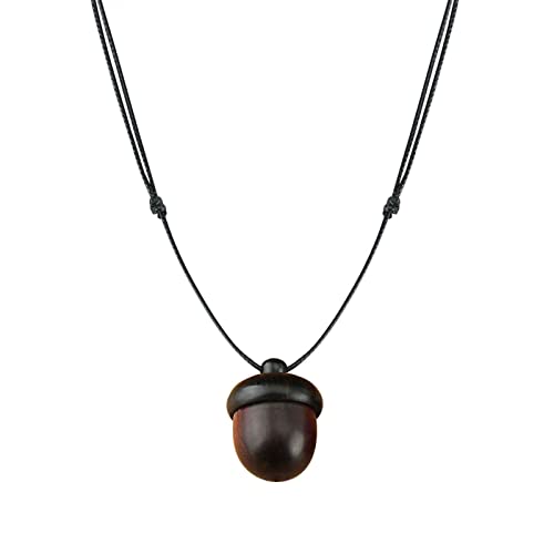 THINCAN Einfache Literarische Männer Und Frauen Schmuck Wünschen Flasche Vintage Schraubverschraubbar Ebony Acorn Anhänger Gawu Box Verstellbare Halskette Hängende Ornamente von THINCAN