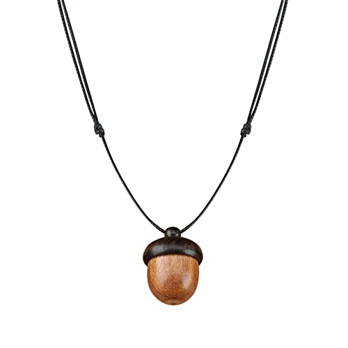 THINCAN Einfache Literarische Männer Und Frauen Schmuck Wünschen Flasche Vintage Schraubverschraubbar Ebony Acorn Anhänger Gawu Box Verstellbare Halskette Hängende Ornamente von THINCAN