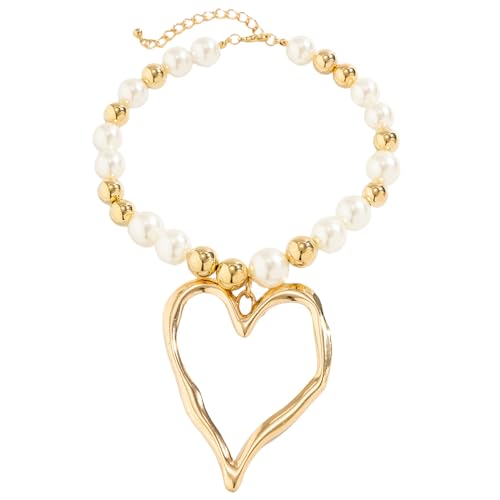 THINCAN Einstellbare Länge Halskette Herz Anhänger Halskette Unregelmäßiger Anhänger Halskette Stylische Perlen Halskette Langlebiger Schmuck THINCAN Einstellbare Länge Halskette Herz Anhänger Halskette Unregelmäßiger Anhänger Halskette Stylische Perlen Halskette Langlebiger Schmuck von THINCAN