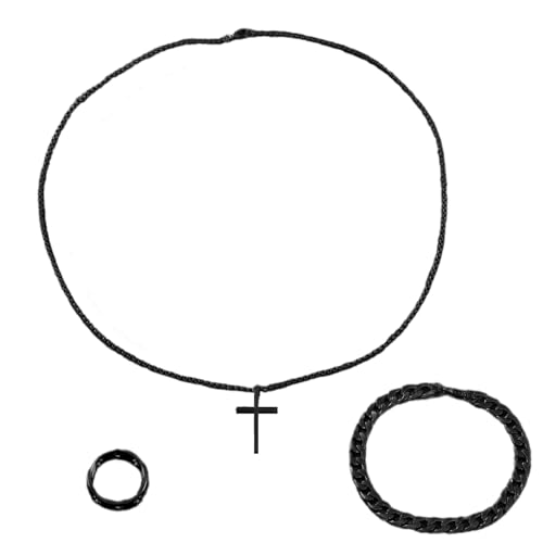 THINCAN Elegant Männer Legierungsschmuck Mit Religiösem Halskettenarmband Und Ringen Perfekt Für Modische Und Religiöse Anlässe Juwely Set von THINCAN