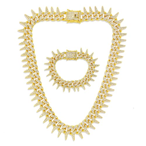 THINCAN Elegante Legierungs Halskette Einzigartige Halskette Und Armband Set Sprudeln Schmucklegierung Textur Für Modische Jugendliche Frauen Girls Rassonstones Schmuck Schmuck von THINCAN