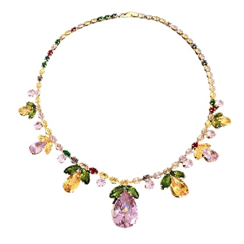 THINCAN Elegante Tränenblatt Halskette Ohrringe Set Mit Farbenfrohen Zirkonia Einzigartigen Schmuckzubehör Für Modische Frauenkupferschmuck Für Frauen von THINCAN