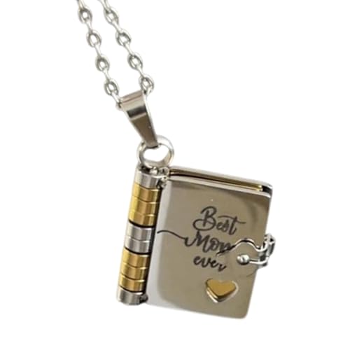 THINCAN Emotionale Nachricht Schmuck Komfort Fit Edelstahl Halskette Mit Miniaturbuch Anhänger Handgefertigtes Geschenk Für Vater Besonderer Anlass Titanschmuck von THINCAN