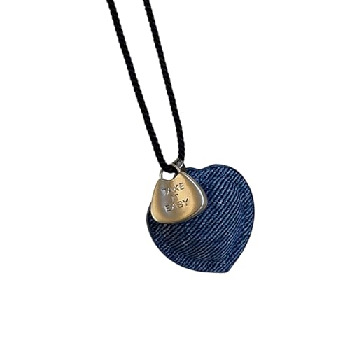 THINCAN Erdiger Strukturierter Herz Charme Halskette Einstellbare Schnurkette Inspirierte Frauen Modepullover Kette Accessoire Retro Schmuckzubehör von THINCAN