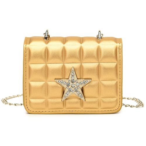 THINCAN Frauen Bag Trendy Umhängetasche Strauchsteine Star Dating PU Leder Crossbody Kette Kleine Quadratische Frauen Crossbody PU Leder Schulter Damen Dating Small Square von THINCAN