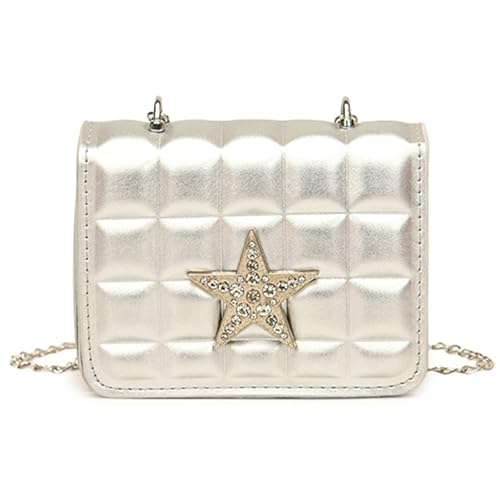 THINCAN Frauen Bag Trendy Umhängetasche Strauchsteine Star Dating PU Leder Crossbody Kette Kleine Quadratische Frauen Crossbody PU Leder Schulter Damen Dating Small Square von THINCAN