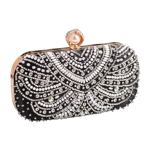 THINCAN Frauen Elegante Umhängetasche Clutches Geldbörse Strassstasche Abendbeutel Crossbody Abend Handtasche Geldbörse Frauen Elegante Clutches Handtasche Strauchsteine Schulter Für Abschlussball von THINCAN