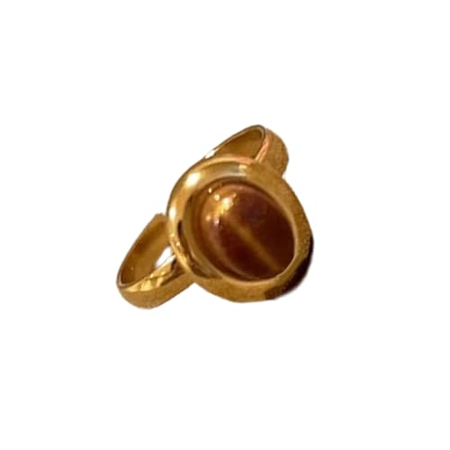 Geometrische Braune Steinringe Einstellbare Größe Unregelmäßiger Goldfarbe Finger Ringe Einzigartige Edelsteine ​​Statement Schmuck Schmuck von THINCAN
