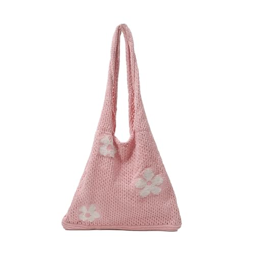 THINCAN Gewebte Blumenumhängetasche Für Frauen Leichtes Handtasche Atmungsaktives Mesh Strandbetrieb Lässig Outdoor Outarm Unterarmtasche Leichter Strandurlaub von THINCAN