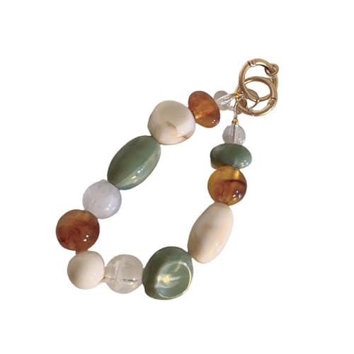 THINCAN Handgefertigter Schlüsselbund Trendy Retro Buntes Perlen Armband Phone Lanyard Stylish Bag Und Hörer Anhänger Zubehör von THINCAN