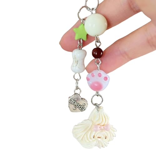 THINCAN Harzhund Perlenanhänger Keychain Mode Keyring Trendy Kameratasche Verzierung Unique Telefonkettenzubehör von THINCAN