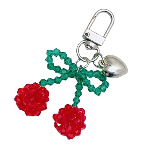 Kirschen Perlen Keychain Herz 7 5 cm Bag Charme Schöne Handgefertigte Kristallperlenzubehör Für Frauen Und Teenager von THINCAN