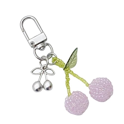 THINCAN Kirschen Perlen Keychain Herz 7 5 cm Bag Charme Schöne Handgefertigte Kristallperlenzubehör Für Frauen Und Teenager von THINCAN