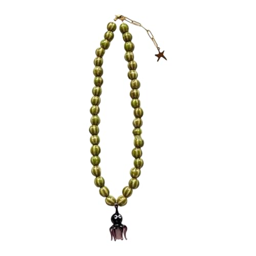 THINCAN Künstlerische Keramikperlen Glas Animalanhänger Halskette Einstellbare Kettenhandgemachter Accessoire Für Lässige Oder Formelle Outfits Handgefertigte Schlüsselbeinkette von THINCAN