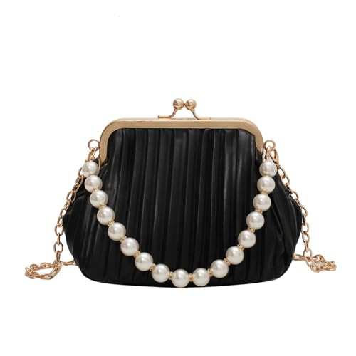 THINCAN Leder Schulter Geldbörsen Abendkupplungsbeutel Handtasche Für Frauen Crossbody Tasche Mit Perlenkette Für Formelle Hochzeitsabschlusshändler Leder Geldbeutel Handtaschen von THINCAN