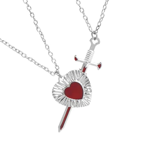 THINCAN Legierung Schwerter Herz Halskette Mode Paar Collarbone Kette Valentinstag Schmuck Handgefertigt Jubiläum Geschenk Liebes Symbol Halskette von THINCAN