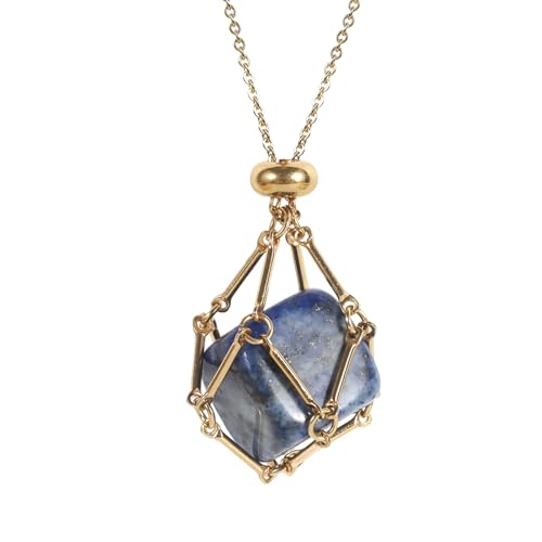 THINCAN MODERNIST Square Facettenkristallanhänger Auf Segmentierter Kette Mit Innovativem Netto Retention Mechanismus Einzigartiger Steinanhängerschmuck von THINCAN