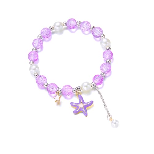 THINCAN Minimalistische Seesternschale Anhänger Armband Zierer Perlen Handchain Juwelry Stylish Accessoire Handgefertigtes Geschenk Für Mädchen von THINCAN