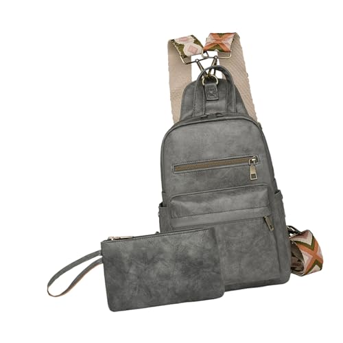 THINCAN Mode Damen Umhängetasche Und Make Up Tasche Set PU Leder Brusttaschen Geräumiger Rucksack Zum Einkaufen Und Pendeln Von Crossbody von THINCAN