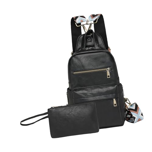THINCAN Mode Damen Umhängetasche Und Make Up Tasche Set PU Leder Brusttaschen Geräumiger Rucksack Zum Einkaufen Und Pendeln Von Crossbody von THINCAN