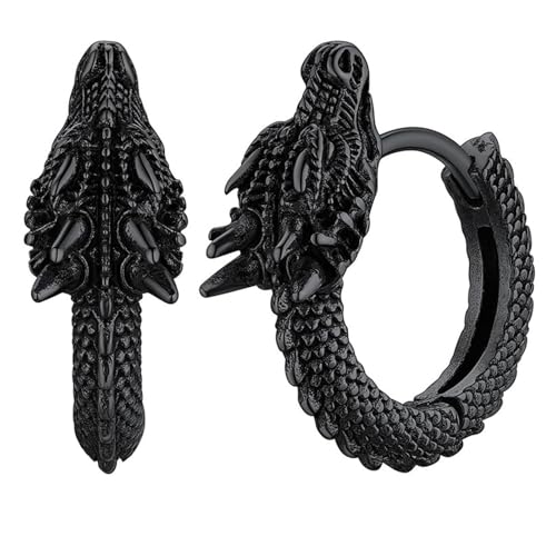 THINCAN Mode Dragon Hoop Ohrringe Streetwear Ohrschstene Edelstahl Ohrbekleidung Unisex Accessoire Für Hip Hop Partys THINCAN Mode Dragon Hoop Ohrringe Streetwear Ohrschstene Edelstahl Ohrbekleidung Unisex Accessoire Für Hip Hop Partys von THINCAN