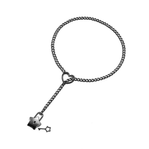 THINCAN Mode Gothics Cuban Link Chain Halskette Mit Sternenzauber Und Sliding Heart Pendant Für Modeaccessoires Nutzung THINCAN Mode Gothics Cuban Link Chain Halskette Mit Sternenzauber Und Sliding Heart Pendant Für Modeaccessoires Nutzung von THINCAN
