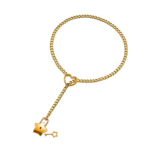 THINCAN Mode Gothics Cuban Link Chain Halskette Mit Sternenzauber Und Sliding Heart Pendant Für Modeaccessoires Nutzung THINCAN Mode Gothics Cuban Link Chain Halskette Mit Sternenzauber Und Sliding Heart Pendant Für Modeaccessoires Nutzung von THINCAN