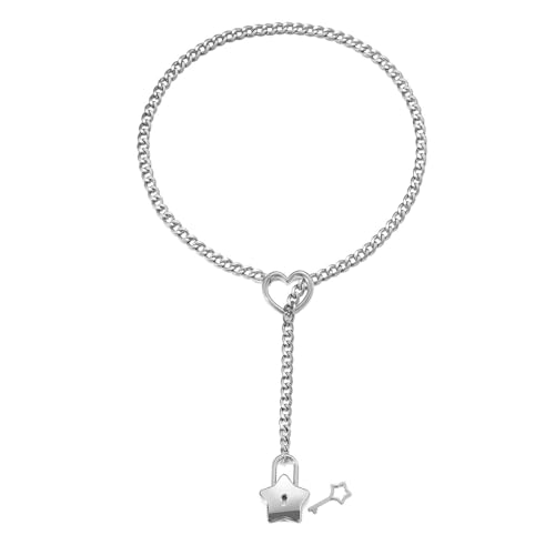 THINCAN Mode Gothics Cuban Link Chain Halskette Mit Sternenzauber Und Sliding Heart Pendant Für Modeaccessoires Nutzung THINCAN Mode Gothics Cuban Link Chain Halskette Mit Sternenzauber Und Sliding Heart Pendant Für Modeaccessoires Nutzung von THINCAN