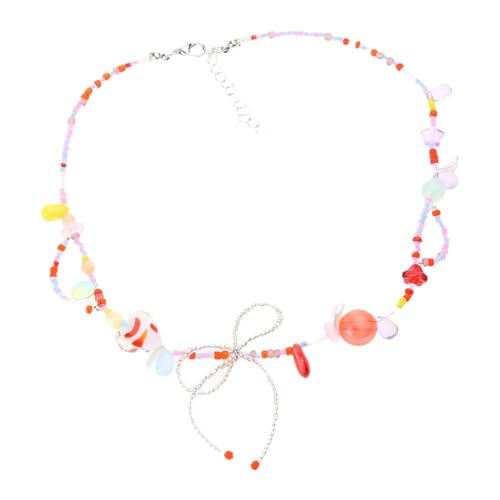 THINCAN Mode Harz Bowknot Anhänger Halskette Mit Schimmernden Kristallen Perle Einzigartige Schlüsselbeutelkette von THINCAN