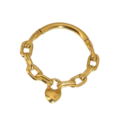 THINCAN Mode Herzkette Septum Schmuck Edelstahl Nasenringe Accessoire Für Frauen Und Mädchen Gold Oder Silber 8/10 Mm Herzkette Nase Hoop von THINCAN