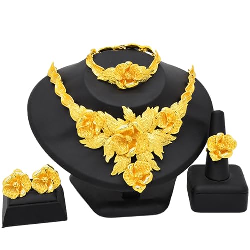 THINCAN Mode Hochzeits Accessoire Set Für Frauen Mit Wassertropfen Designs Halskette Und Komfort Clip Ohrringe Set von THINCAN