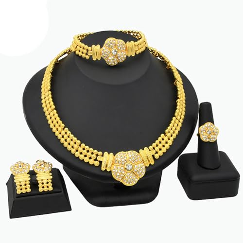 THINCAN Mode Hochzeits Accessoire Set Für Frauen Mit Wassertropfen Designs Halskette Und Komfort Clip Ohrringe Set von THINCAN