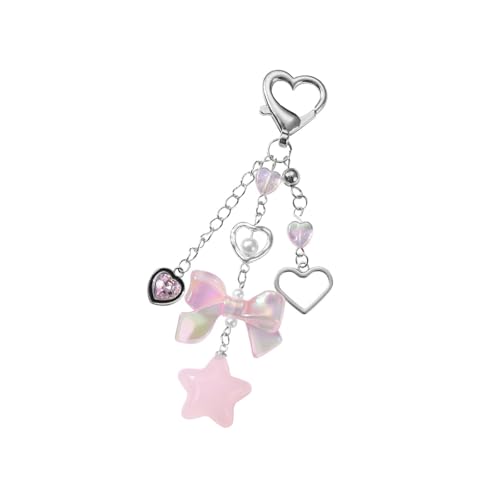 THINCAN Mode Keyschain Für Frauen Bögen Star Heart Car Rings Tasche Zauberzubehör Rucksackbetriebsgeld Valentines Geschenke Auto Schlüsselringe Frauen von THINCAN