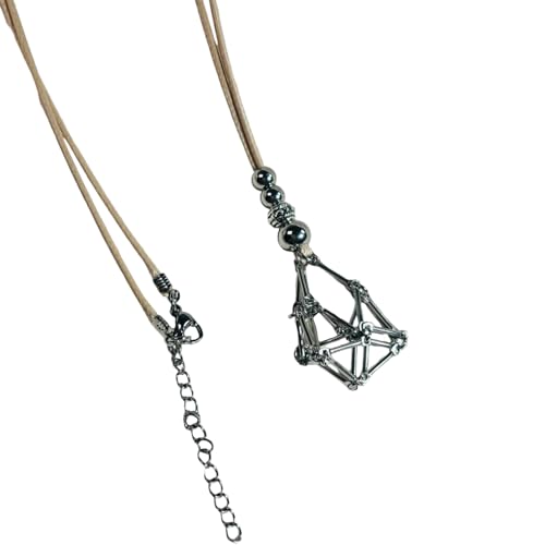 THINCAN Mode Verstellbare Metallkäfig Halskette Kristallhalter Anhänger Heckchain Für Männer Frauen Stilvolle Schmuckzubehör Natürliche Kristallsteinschmuck von THINCAN