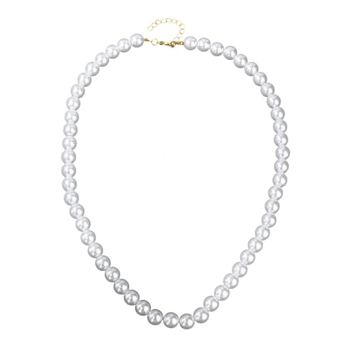 THINCAN Modische Weiße Nachahmung Perlen Halskette Datentlose Eleganzen Alltäglicher Verschleißkomfort Für Nachhaltiges Schmuckgeschenk Stilvolle Simulierte Perlen Anhänger von THINCAN